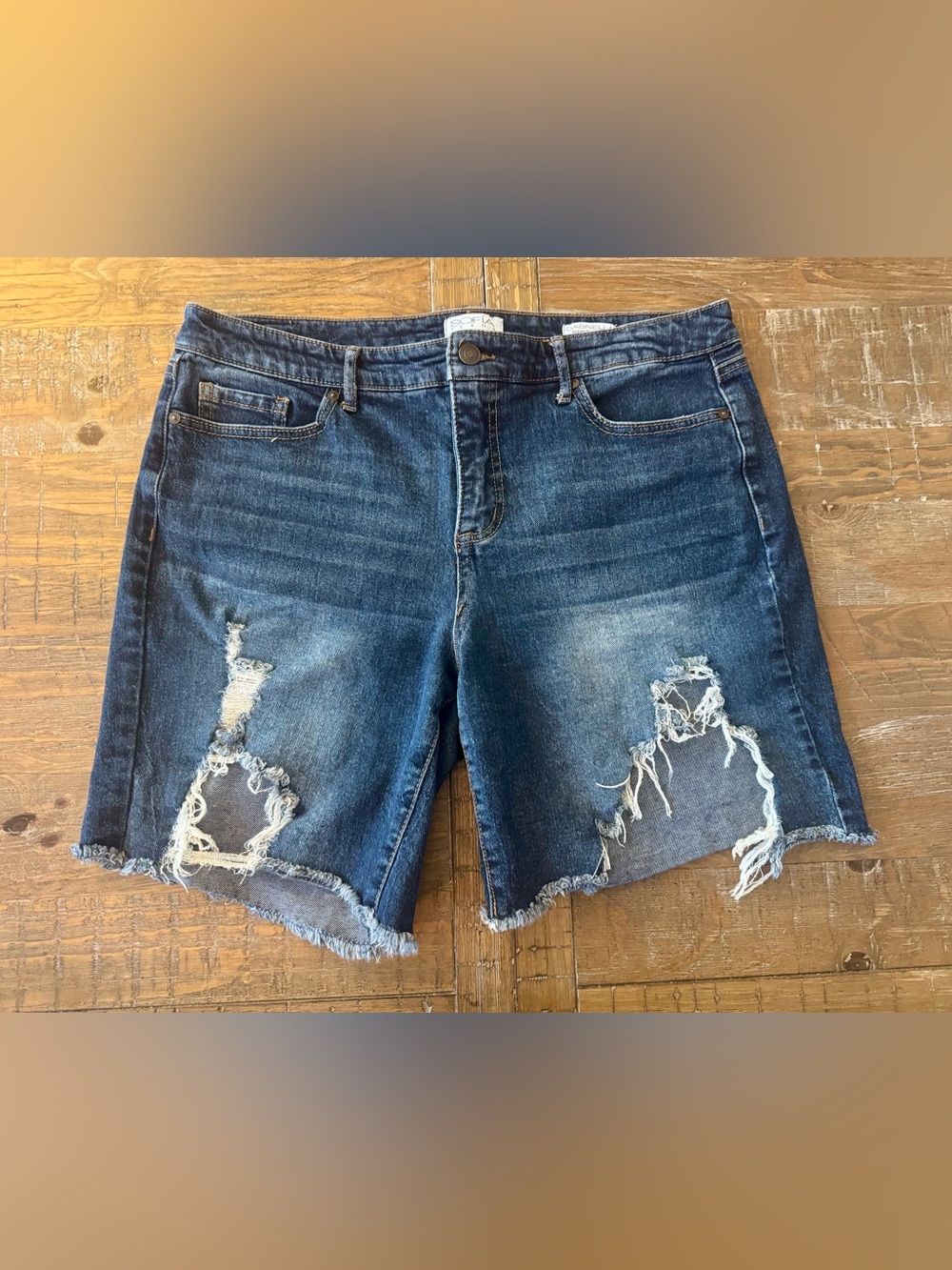 Sofia Vergara Dark Blue Distressed Denim Shorts - Women's, Size 12